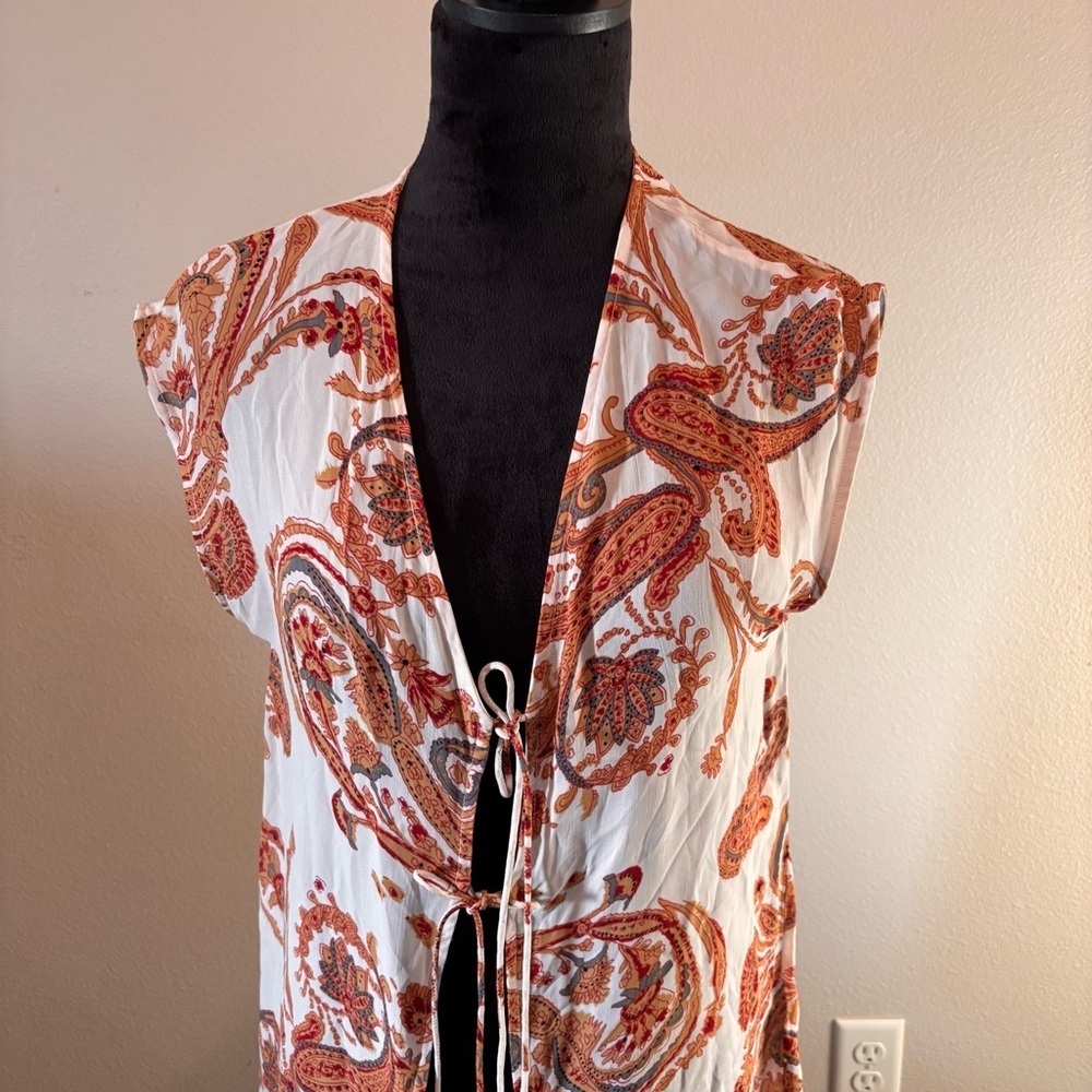 NWT Faithfull the Brand lonica Tie Top in Rayon-georgette,Small,Chic Summer - Picture 3 of 11